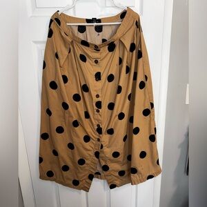 Who What Wear Beige and Black Polka Dot Skirt